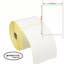 Image of Large Self Adhesive Sticky Labels 150mm x 100mm 6" x 4" Address Thermal White UK