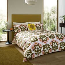 Image of Orla Kiely Bedding Buttercup Blossom Retro Duvet Cover Set 100% Cotton Bedding