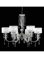 Image of Classic Brass Leaf Silver Chandelier with Lampshades