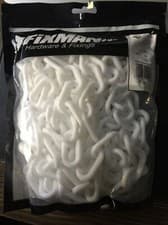 Image of Fixman 568185 White Plastic Barrier,Construction Lightweight Chain 6mm x 5m