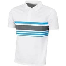Image of Island Green Mens Chest Stripe Polo Shirt White