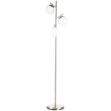 Image of Modern Tree Floor Lamp with 3 Light Living Room Bedroom Lampshade Silver Tone