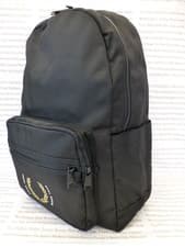 Image of FRED PERRY Backpack Mens Lauren Wreath Large Rucksack Black Pique Laptop Bag NEW