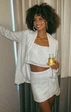 Image of NWT Show Me Your Mumu White Sequin Dance Blazer Bridal Wedding Bachelorette XL