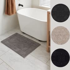 Image of Cotton Bath Mat Soft Absorbent 40x60 50x80 Silver Stone Grey Black Washable