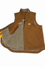 Image of Carhartt Washed Duck Sherpa Lined Gilet Vest Mens Oversized Gorpcore Workwear M