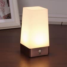 Image of PIR Motion Sensor Night Light Battery Powered LED Table Lamp Warm White Wireless