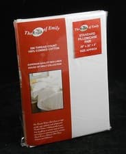 Image of White 100% Cotton Percale Standard Size Pillowcases Pillow Cases Pair Set 200TC