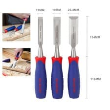 Image of WORKPRO 3× Wood Chisel Set 12/19/25 mm,Cr-V Bevel Edge Chisels for Woodworking