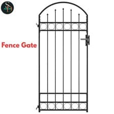Image of Modern Fence Gate with Arched Top Steel Black Garden Entrance Door vidaXL