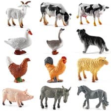 Image of 12X Farm Animals Model Mini Farm Poultry Figure Kids Toys Cows Model Playset Set