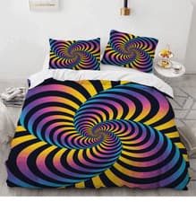 Image of Psychedelic Duvet Cover Set Stripes Bedding 11-Colorful Bedclothes Quilt Decor