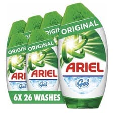 Image of Ariel Washing Liquid Laundry Detergent Gel 156 Washes (6 x 858 Ml) Original UK