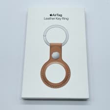 Image of Genuine Apple AirTag Leather Key Ring GOLDEN BROWN - New & Sealed