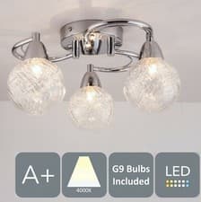 Image of Modern Semi-Flush Ceiling Light, 3x4W, 4000K, Cool White, LED Bulbs Included