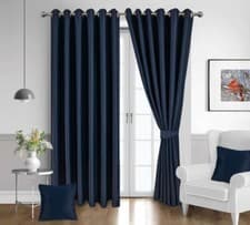 Image of THERMAL BLACKOUT CURTAINS READY MADE EYELET RING TOP+TIE BACKS - CUSHION COVERS