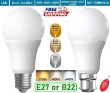 Image of LED GLS LIGHT BULBS 40w 60w 100w WARM/COOL WHITE BC/B22 ES/E27 Bayonet Daylight