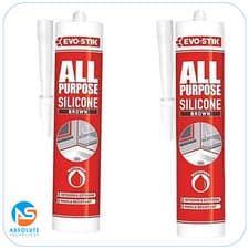 Image of Evo-Stik 2 x All Purpose Waterproof, Mould Resistant,Flex Silicone Sealant Brown