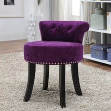 Image of Retro Dressing Table Stool Bedroom Room Makeup Vanity Chair Velvet Seat Backrest