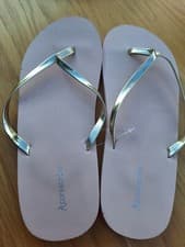 Image of Accessorize Monsoon Ladies Flip Flops Size M UK 5-6 Gold & Baby Pink - Brand New
