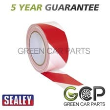 Image of Sealey Hazard Warning Tape 50mm x 33m Red/White HWTRW