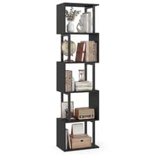 Image of COSTWAY 5-Tier Modern Bookshelf Tall S-Shaped Geometric Bookcase