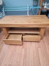 Image of Solid Oak Coffee Table with Drawers