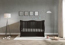 Image of New GILBERT Black Sleigh Cot Bed Drawer – optional Fibre Mattress 140x70x10cm