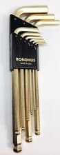Image of Bondhus 9 Piece Metric Ball-End Hex Allen Key Set Gold Finish 1.5-10MM BLX9MG