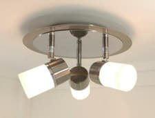 Image of Chrome Round Ceiling Light Flush Fit 3 Arm G9 LED Spotlight Frosted Glass Shades