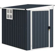 Image of Outsunny 4 x 6ft Outdoor Garden Storage Shed with Window, Dark Grey