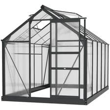 Image of Outsunny 6x10ft Walk-In Polycarbonate Greenhouse Plant Grow Galvanized Aluminium