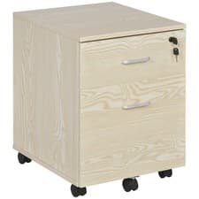 Image of 2-Drawer Locking Filing Cabinet with Wheels – Oak Finish, A4 File Rail