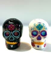 Image of NEW Silver Buckle Supply Co Sugar Skulls Salt And Pepper Shaker Set
