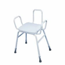 Image of Perching Stool with Arms and Backrest - 760 915mm Height Padded Easy Clean Seat