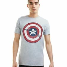 Image of Official Marvel Mens Comics Captain America Shield T-shirt Grey  S - XXL