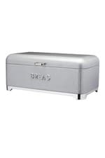 Image of KitchenCraft Steel Bread Bin Grey Kitchen Food Storage with Lid Retro