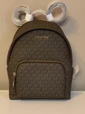 Image of Michael Kors Erin Ladies Medium Brown Signature Faux Leather Backpack Bag BNWT