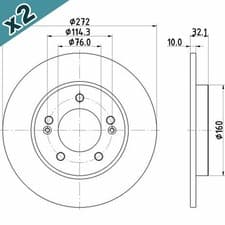 Image of HELLA Brake Disc Rear Fits Hyundai i30 Kia Ceed ProCeed XCeed 8DD 355 126-501