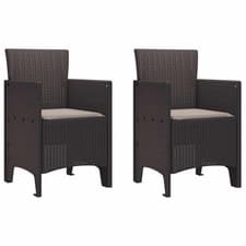 Image of Outdoor Patio 2 pcs Polypropyle Brown Garden Dining Chairs Set Outside Seats