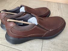 Image of Clarks Cotrell Free Mens UK 8.5 G Shoes Slip On Brown leather loafers shoes