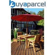 Image of Charles Taylor 2 Seater Wooden Garden Bistro Dining Table & Chairs Red