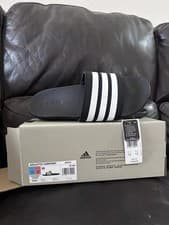 Image of Adidas Adilette Comfort Slide Sandals Unisex Size 12 Black White JS4313