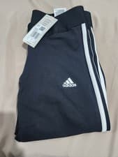 Image of Adidas Black Striped Leggings Full Length Style UK Size M 12/14 New with Tags