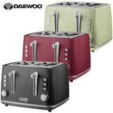 Image of Daewoo Cascade Retro 4-Slice Toaster Matte Textured Finish Defrost Reheat Cancel