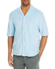 Image of Boss Mens Blue Lars O Cotton Blend Terry Camp Shirt L132409 Size XXL