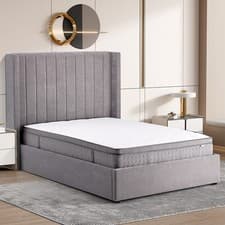 Image of Madison Fabric Ottoman Storage King Size Bed In Grey