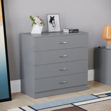 Image of Riano 4 Drawer Chest of Drawers Bedroom Furniture Bedside Storage Cabinet Grey