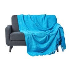 Image of Homescapes Hand woven 100% Pure Cotton Throws for Bed or Sofa Yellow Grey Purple