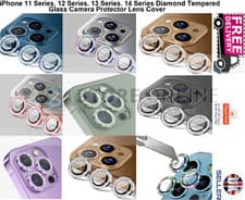 Image of Diamond Tempered Glass Camera Protector Lens Cover iPhone 17 16 15 14 Pro 13 12